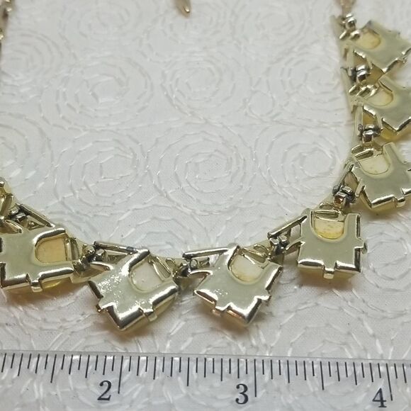 Coro Lucite Necklace Vintage Yellow Vintage Square Gold tone Link - Picture 9 of 9